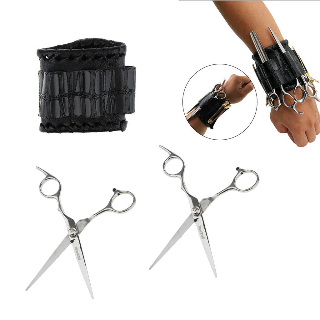 Wrist Bag Hairdresser Barber Scissors + 2 Units Stainless Steel Hair Clippers
