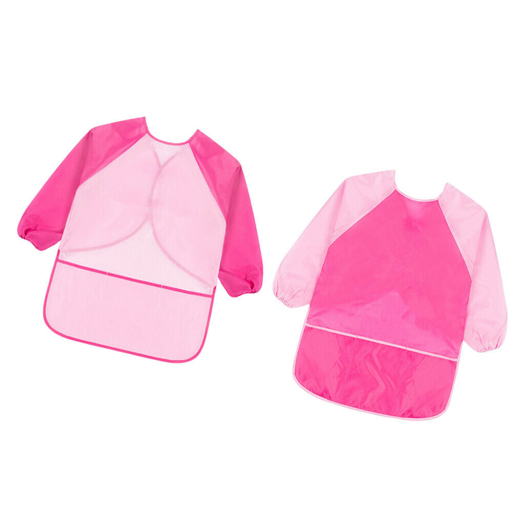 Set of 2, Kids Apron with Pocket Long Sleeve Craft Art Smock Children Baking