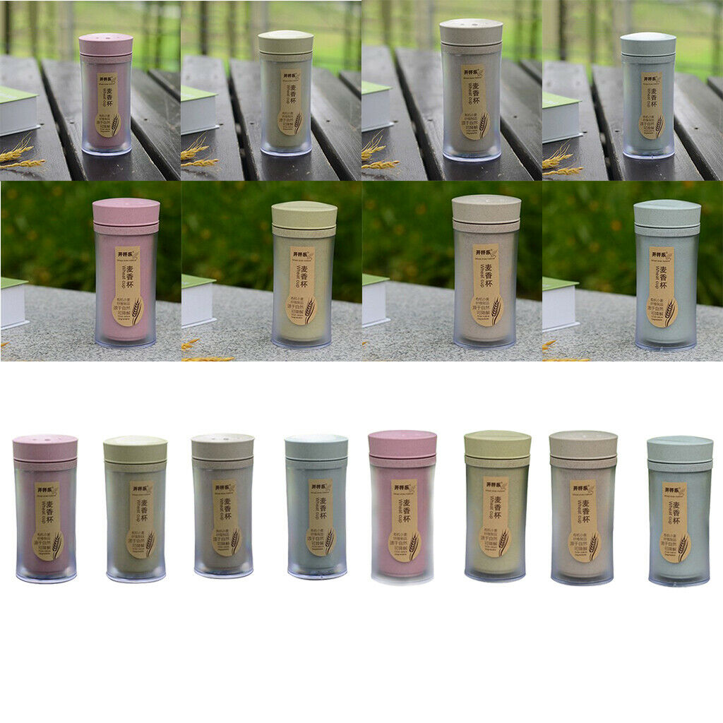 wheat straw insulating cup and leakproof portable tea cup 330ml  Pink