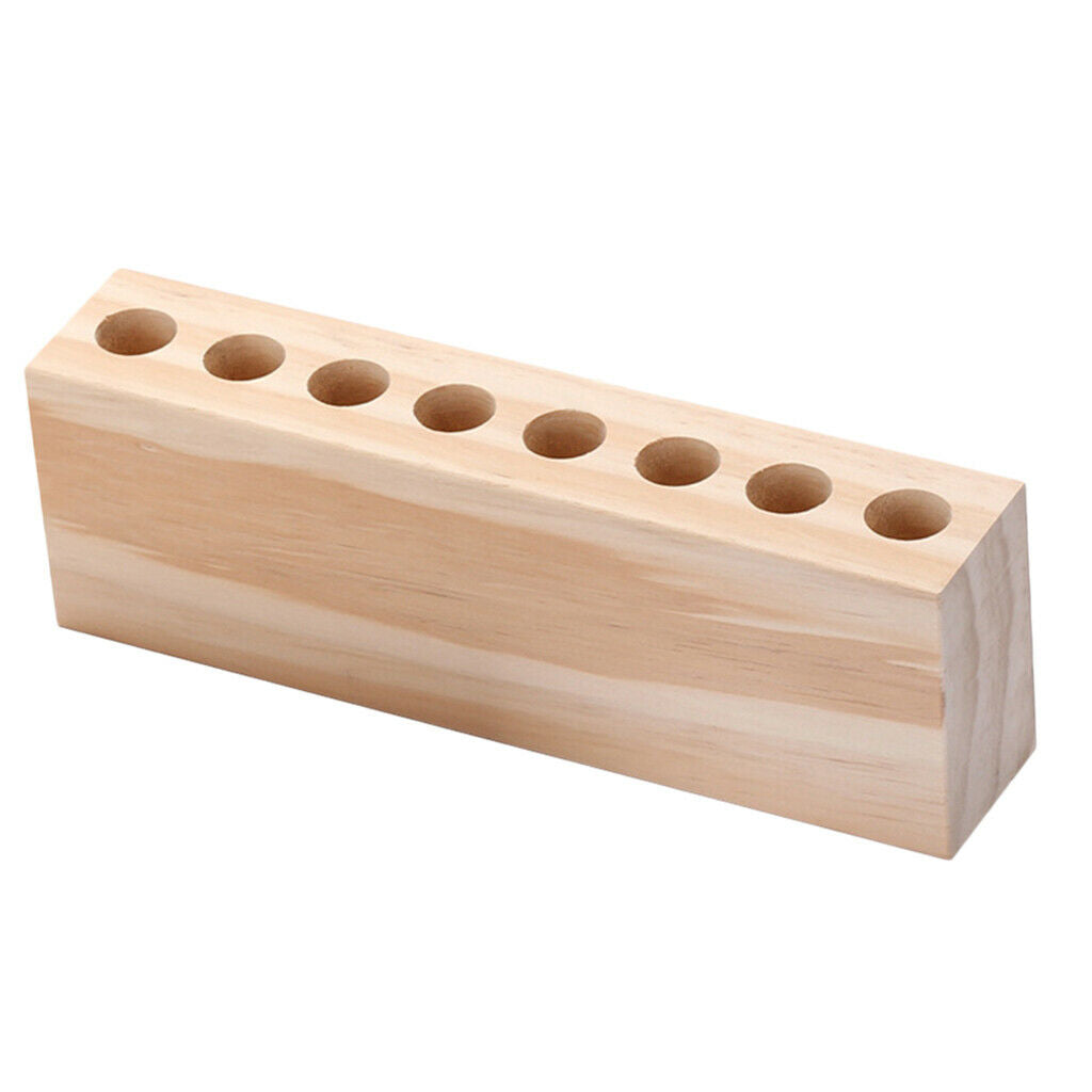 Wood Makeup Storage Organizer 8 Holes Lipstick Holder Cosmetic Case Jewelry