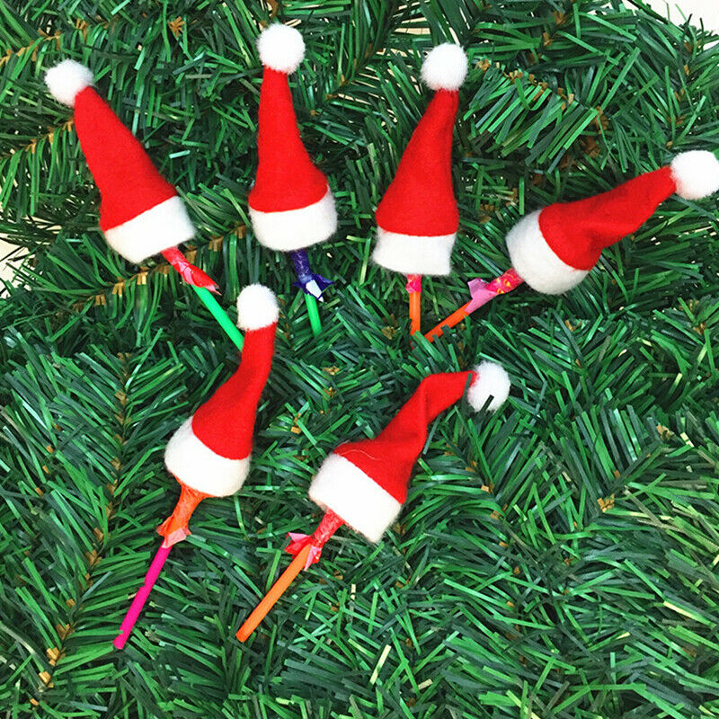 12pcs Christmas Decorative Hats Cutlery Holder Mini Santa Hats Lollipop Co JD