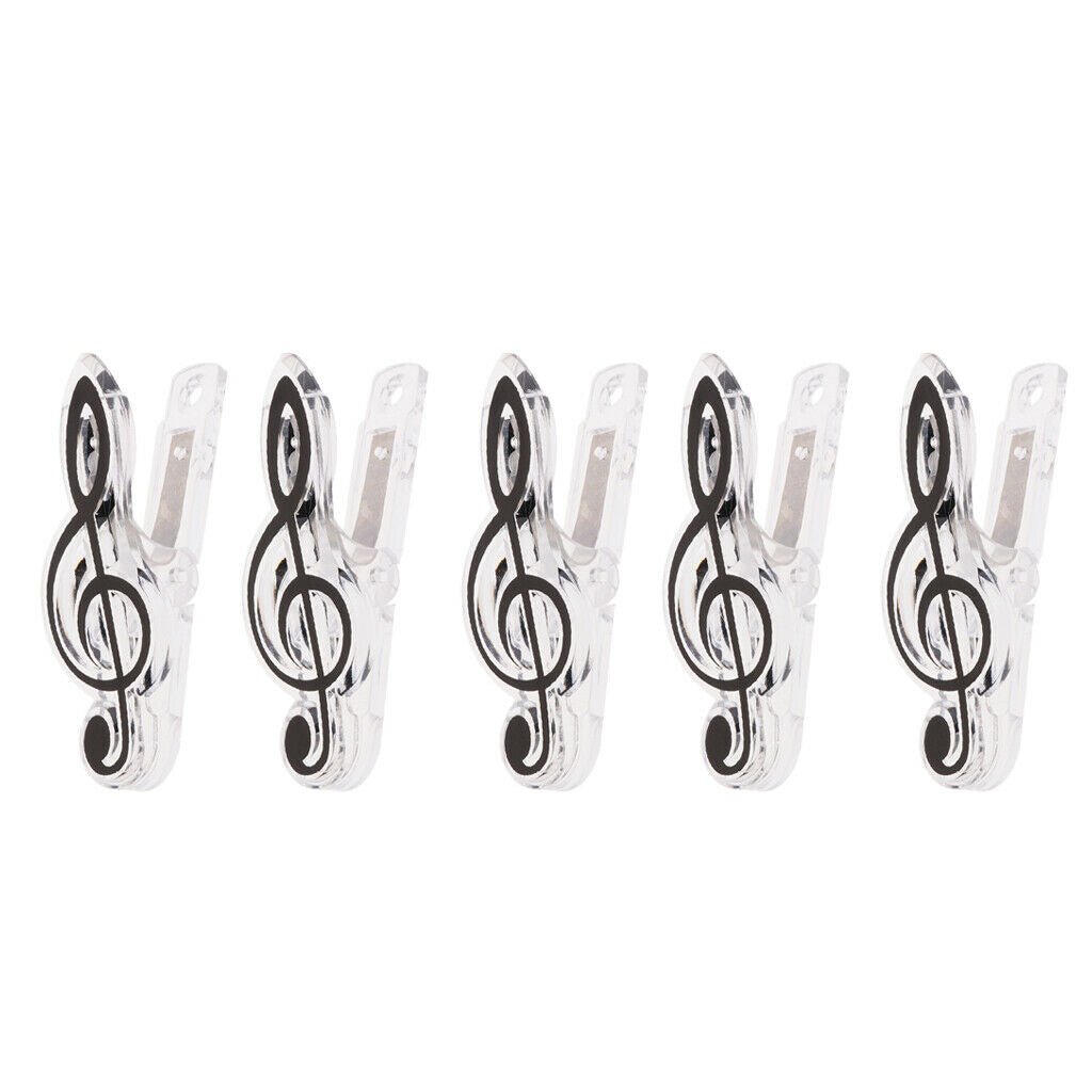 2X 5 Pieces Music Note Clip Music Book Page Plastic Music Stataionary Black