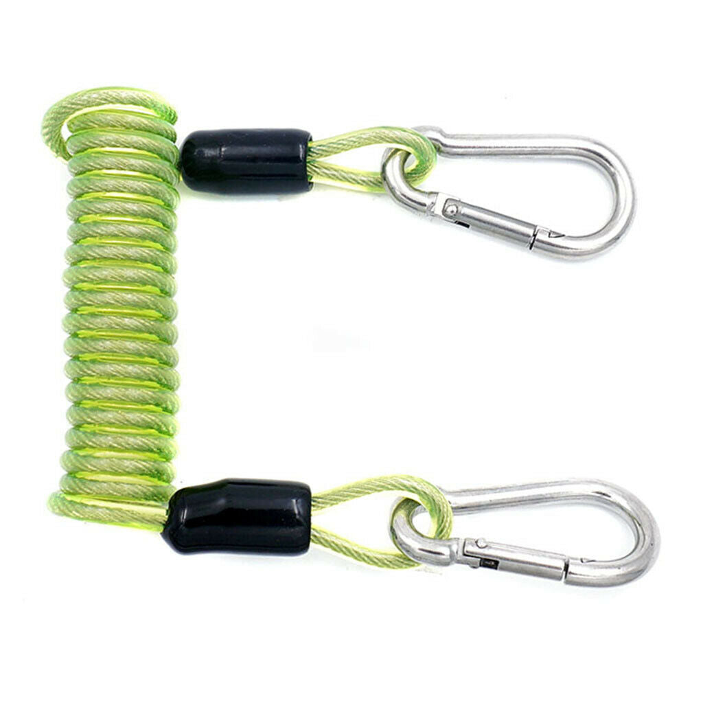 2X Professional Scuba Diving Spiral Spring Coil Lanyard Safety Emergency Green