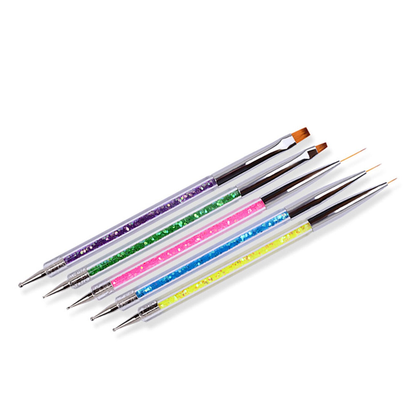 5 Pcs Tiny Nail Art Brush UV Gel Ultra Thin Liner Painting Drawing Pens