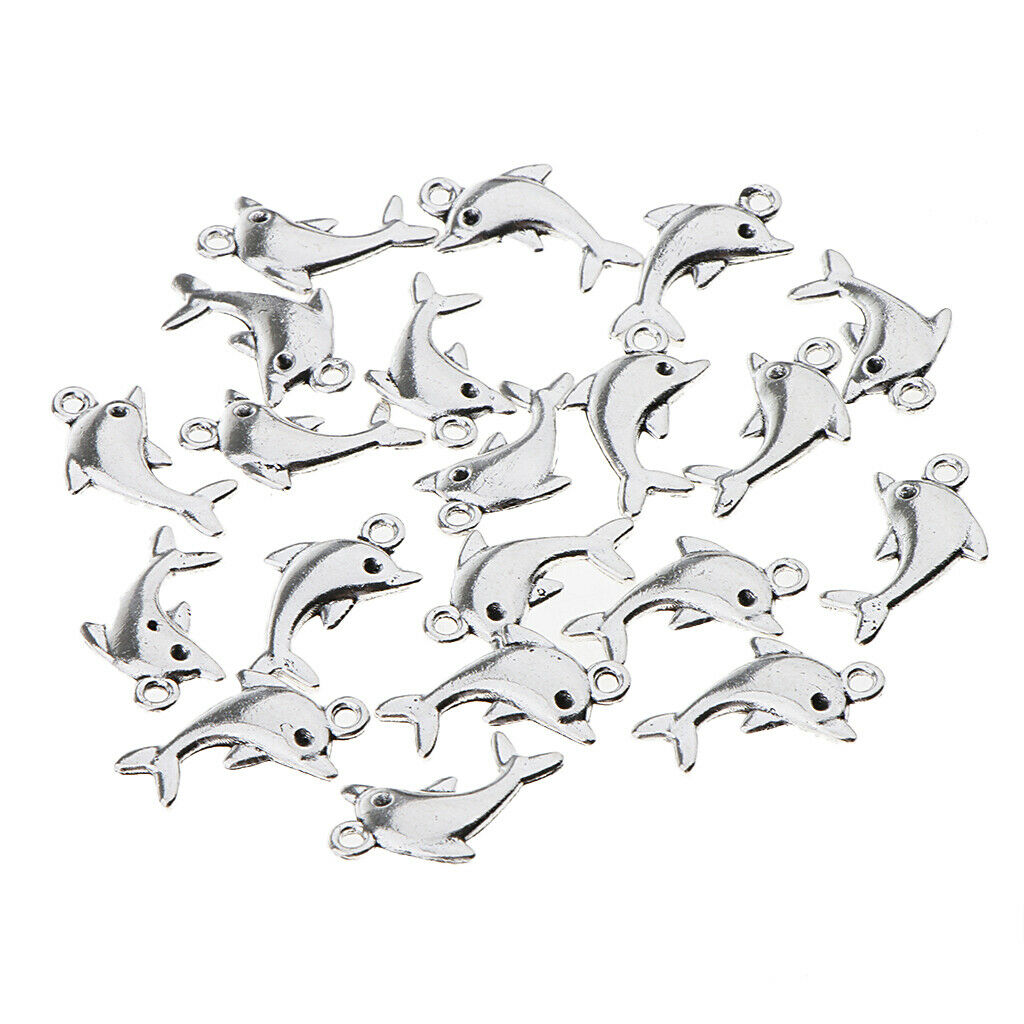 20x Nautical Charms Beach Themed Dolphin Pendant Beads for Making Bracelet