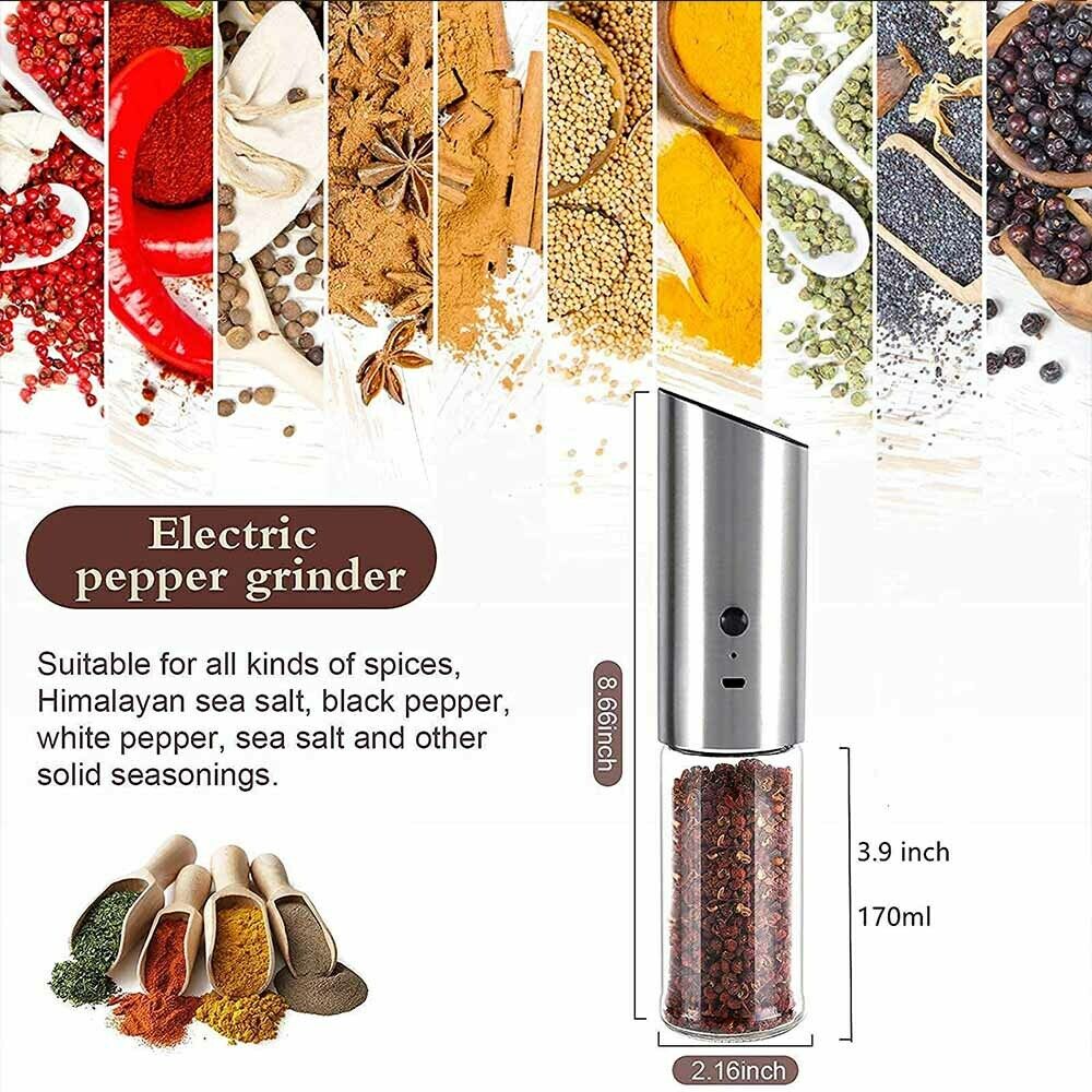 Electric Salt And Pepper Grinder Gravity Sensor Pepper Mill Tool Rechargeable