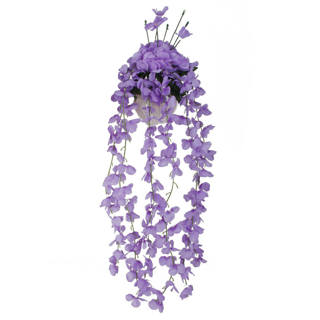 7-branch Wall Hanging Artificial Ivy Vine Hydrangea Garland Decor Purple