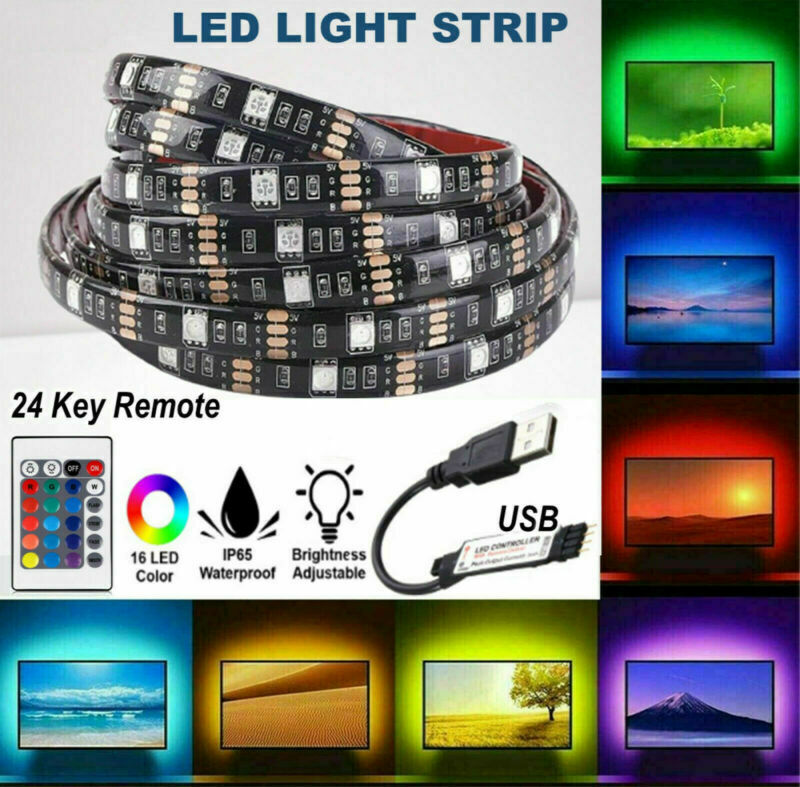 5m LED Strip Lights 5050 RGB Colour Changing Tape Under Cabinet Kitchen Lighting