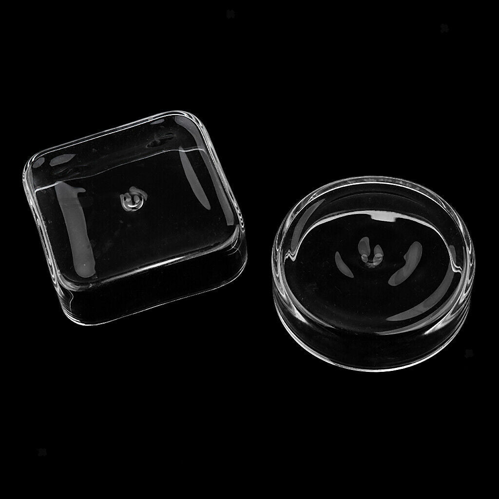 Set of 2, Aquarium Crystal Clear Glass Square & Round Red Shrimp Snails Feeding