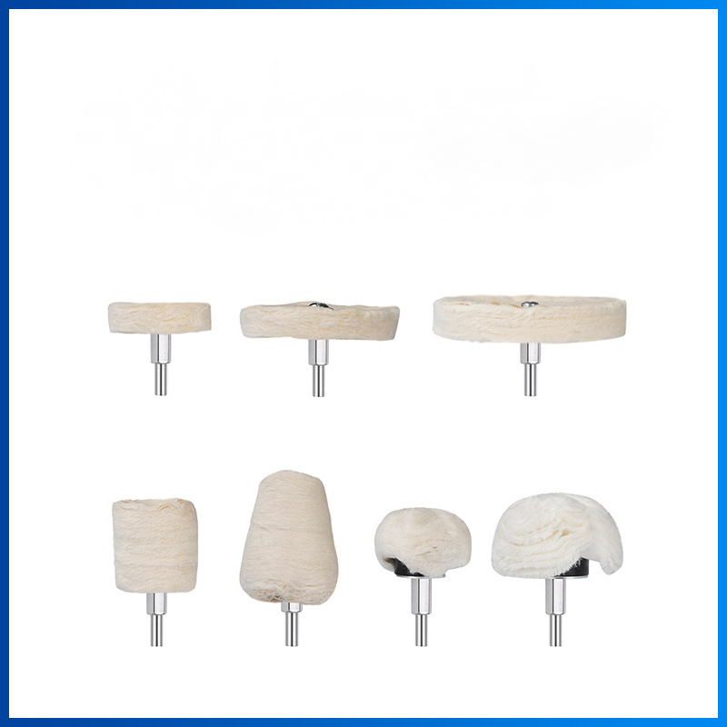 Polishing Wheel 7 Pieces of 6.35Mm Handle Cotton Flannel Polishing Pad Abrasive