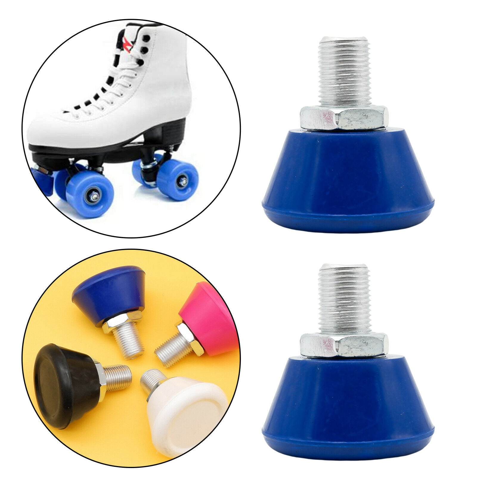 2 PU Skates Top Stopper Skate Brake Block Blocker Training Practice Blue