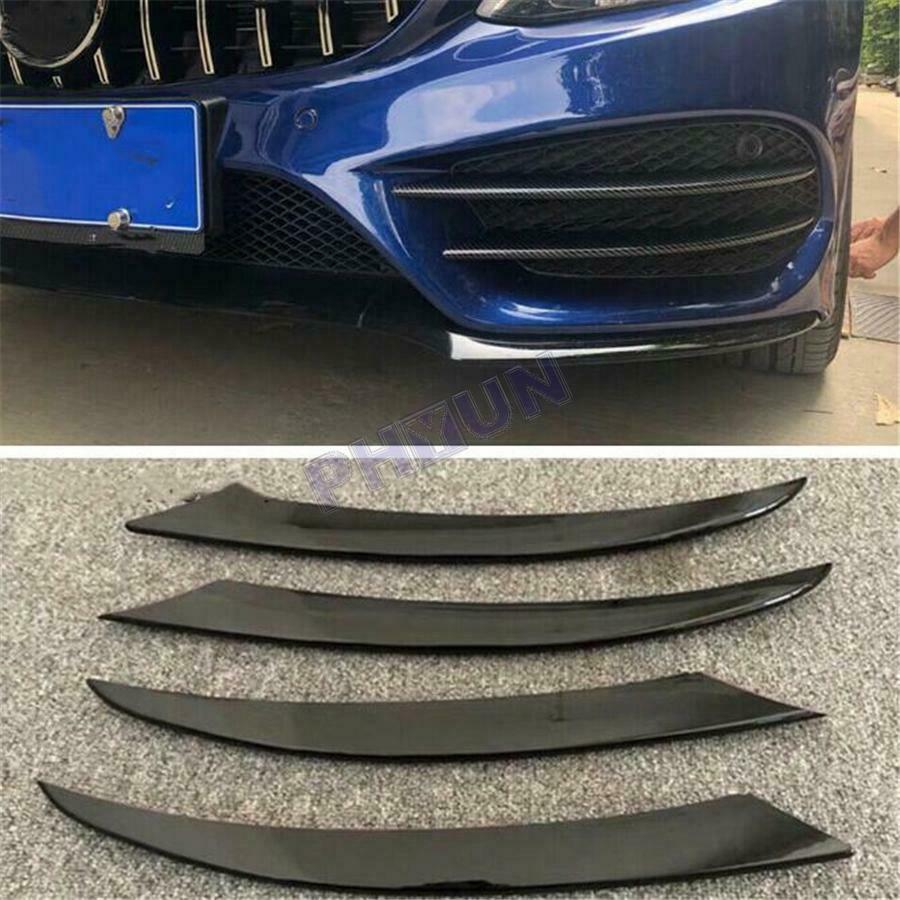 For 2015-18 Mercedes-Benz C Class Front Fog Light Decorative Cover Glossy Black