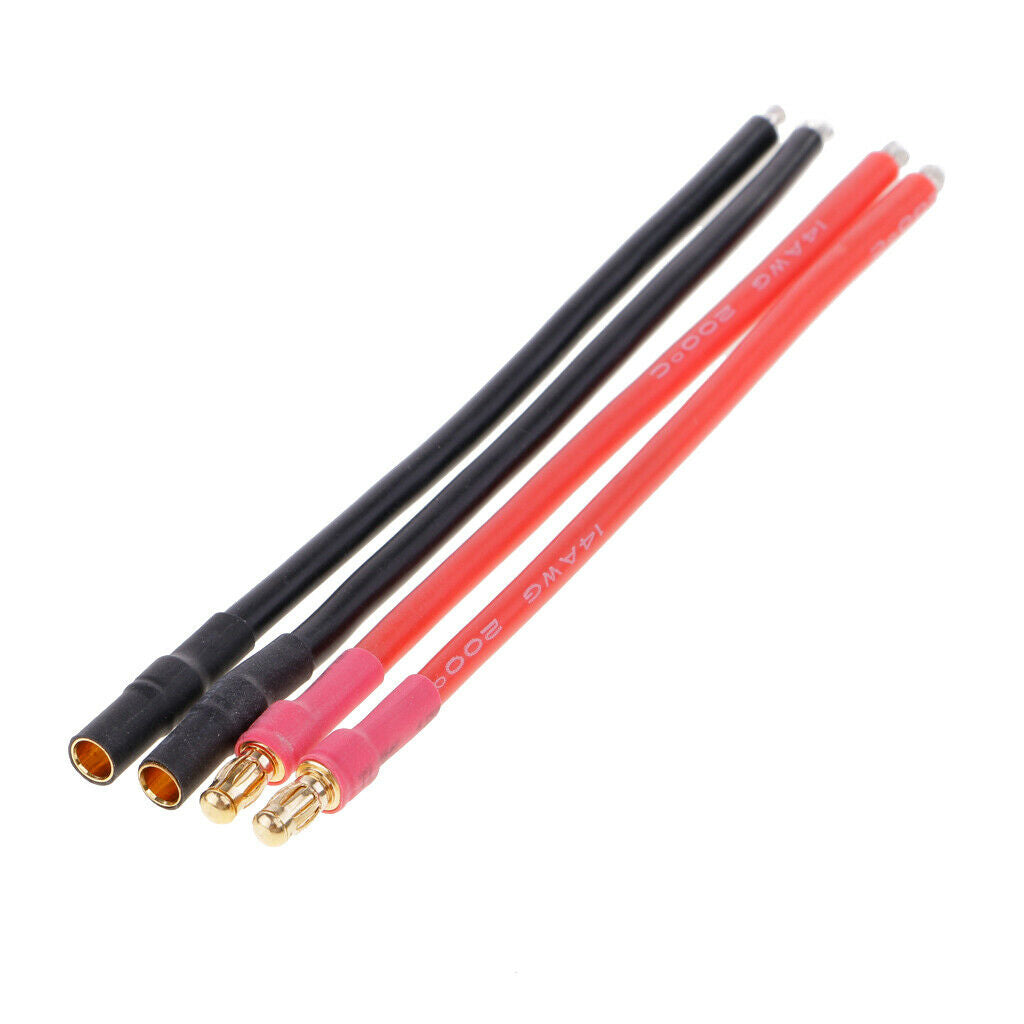 3.5mm Battery Connector Silicone Wire Cable 14AWG Red Male Black Female