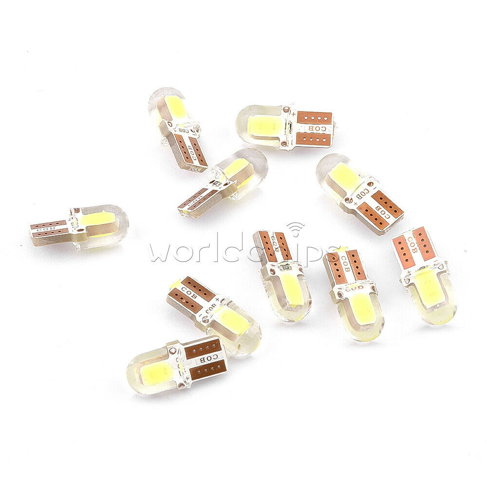 10x T10 COB Led Canbus W5W Led Dashboard Light Silicone Short Car LED Light 12V