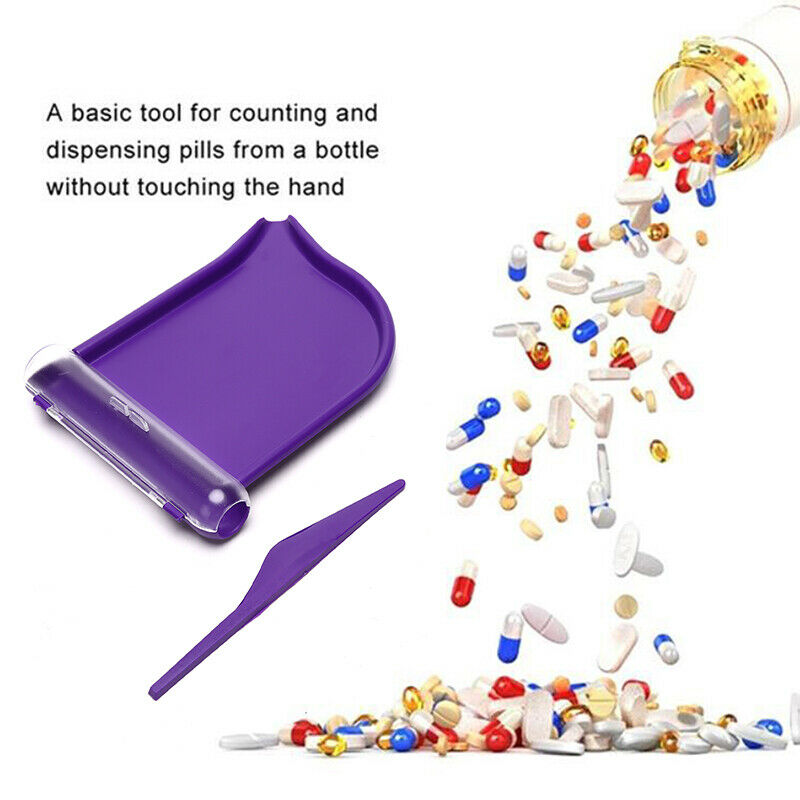 Pill Counting Tray Durable Counting Tray Pill Cutter Dispense Pill with SpatBDA