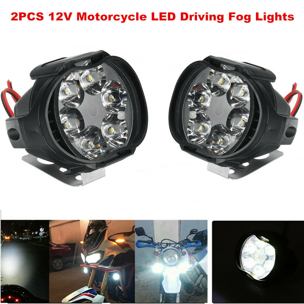 2PCS 12V Motorcycle LED Driving Fog Lights Off Road Dirt Bike Work Lights Lamp