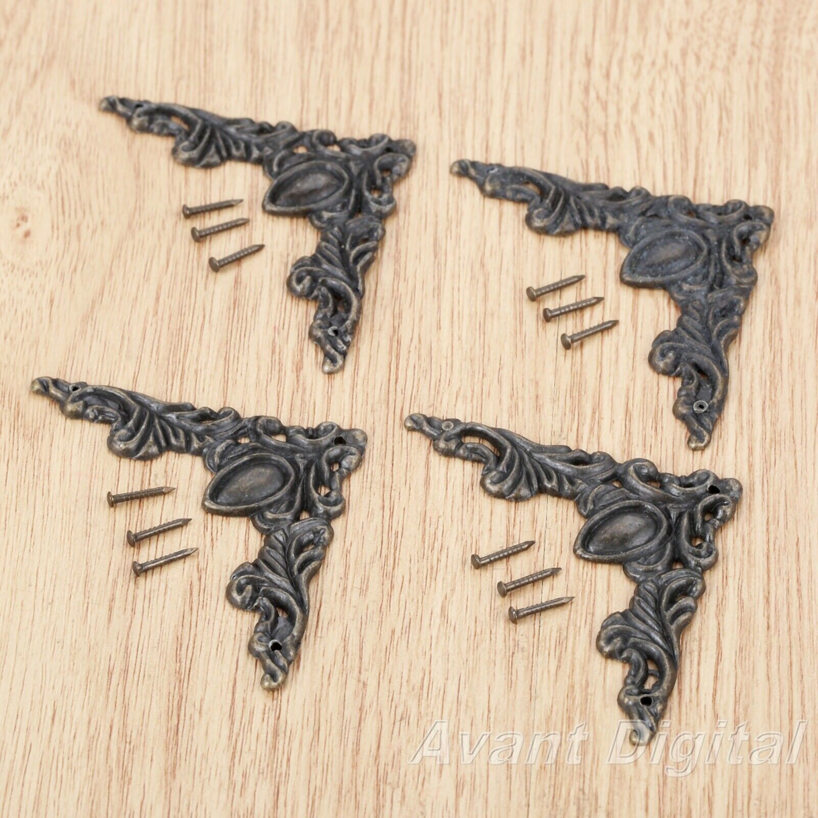 4Pcs 50mm Triangle Flower Embellishment Scrapbooking Retro Jewelry Box Protector