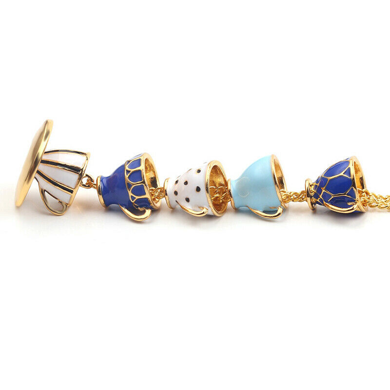 Woman Long Sweater Chain Tea Cup Pendant Necklace Enamel Charm Jewelry Gif%PJ.DD