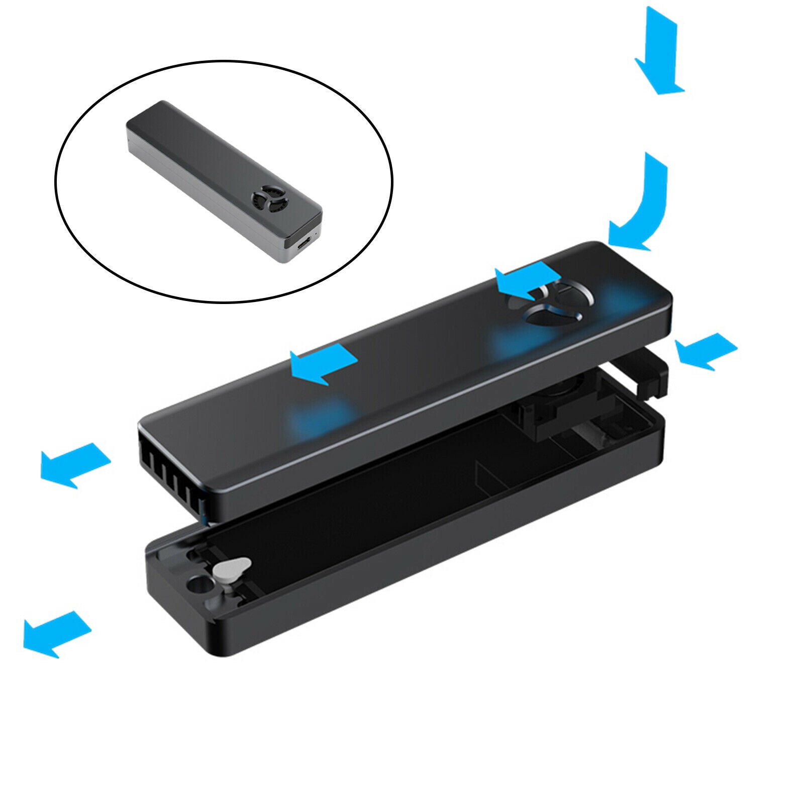 M.2 to USB 3.1 Enclosure Adapter with Fan for 2230 2242 NVMe SSD NGFF 10Gbps