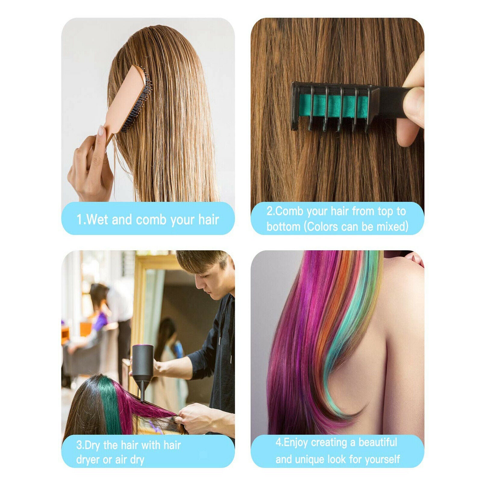 Hair Dye Color Comb Chalk Coloring Party Bright Hair Color Dye for Girls