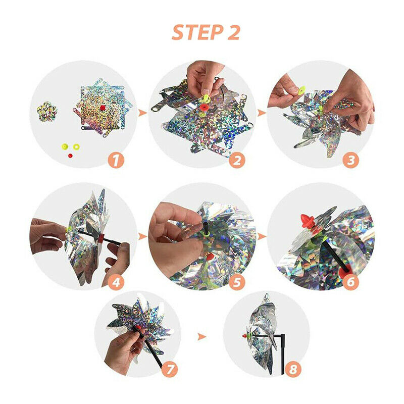 1pc Bird Repeller Pinwheels Reflective Sparkly Bird Deterrent Windmill ProteSJ