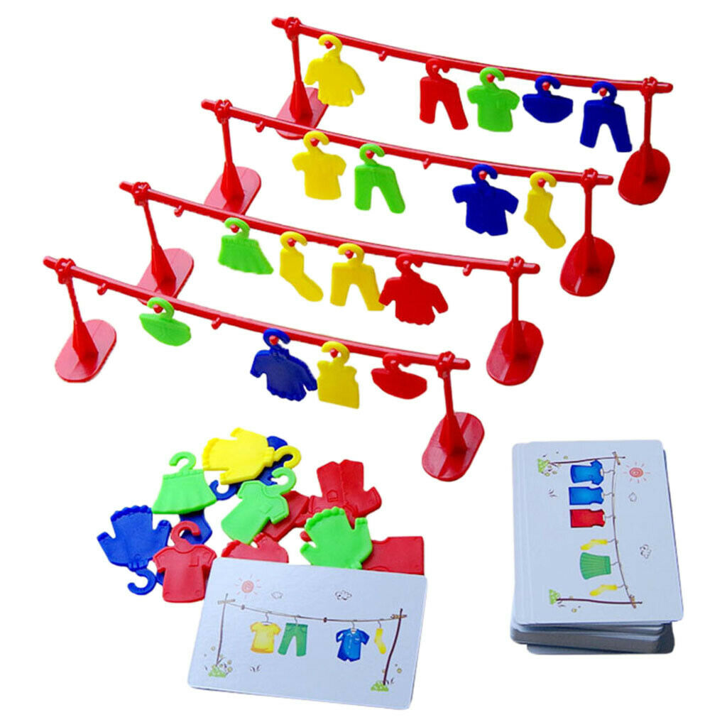 154 PCS Kids Fast Speed Hanging Drying Clothes Game Logical Thinking Toys