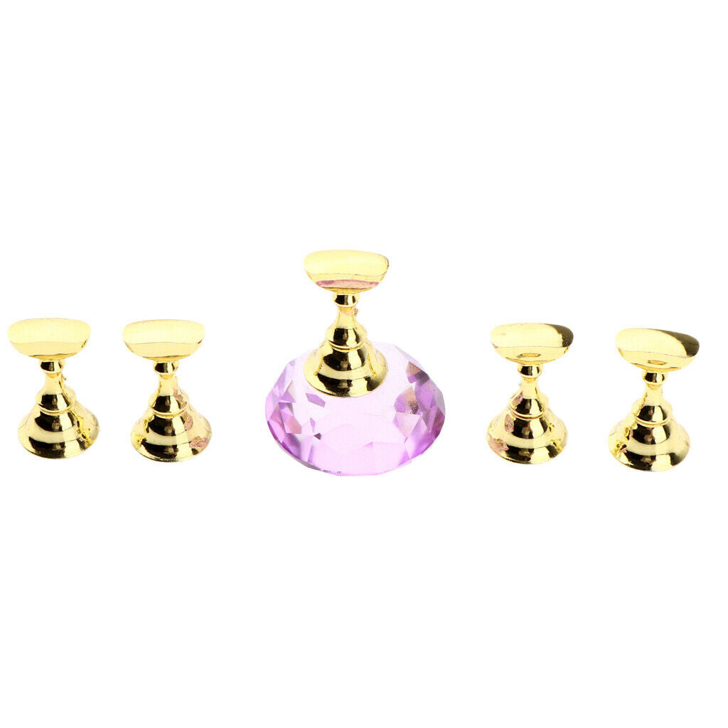2 Set Magnetic Nail Tips Stand Holder for Art Salon DIY and Practice Purple