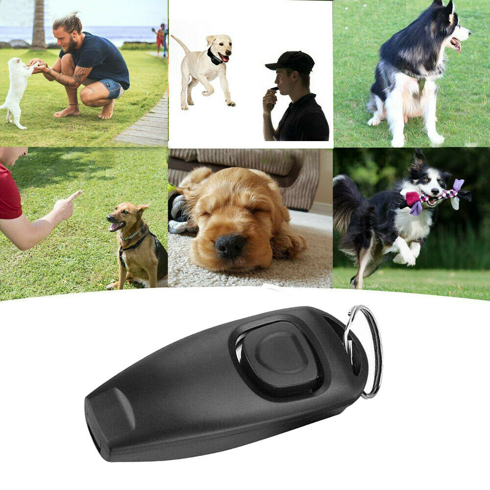 Pet Puppy Dogs Clicker&Whistle Training Obedience Agility Trainer Click Ring