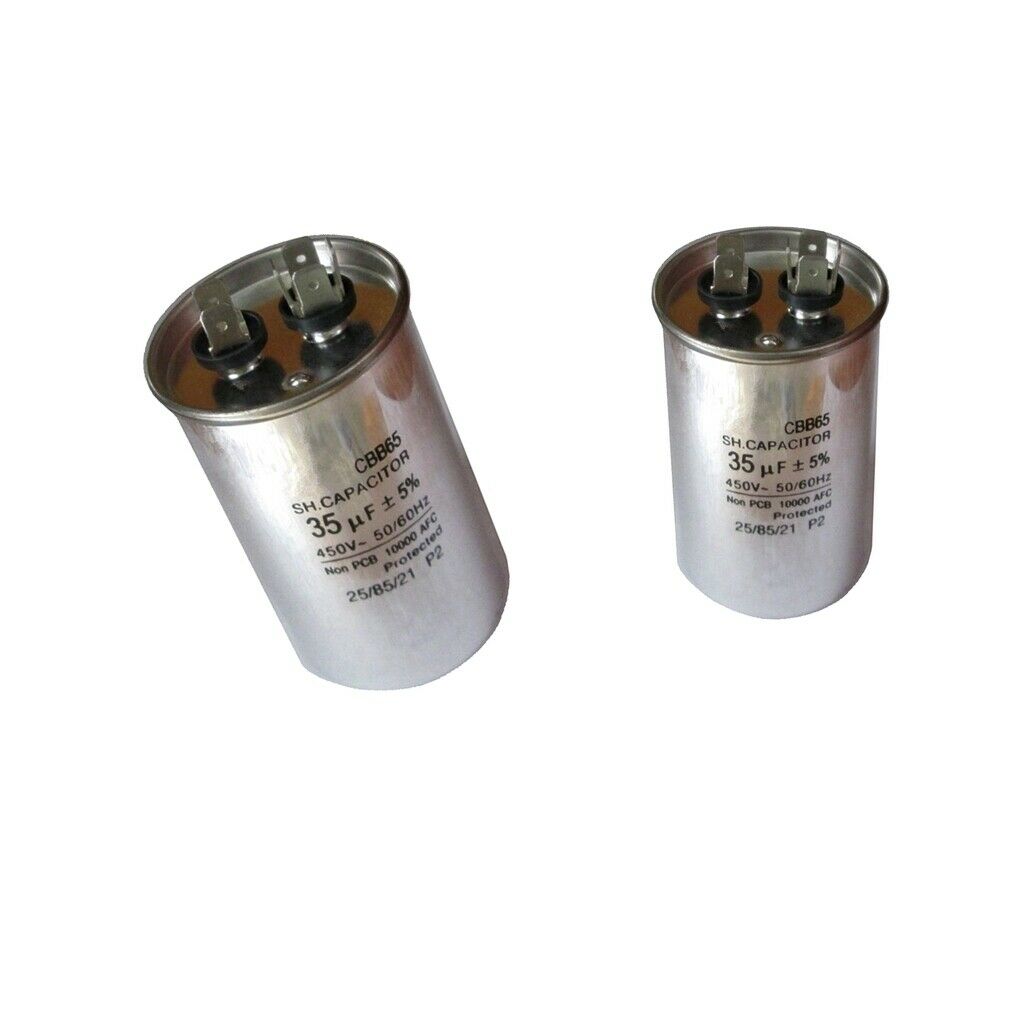 Pack of 2Pcs Waterproof CBB65 Aluminum Start Run Motor Capacitor MFD 35UF 450V