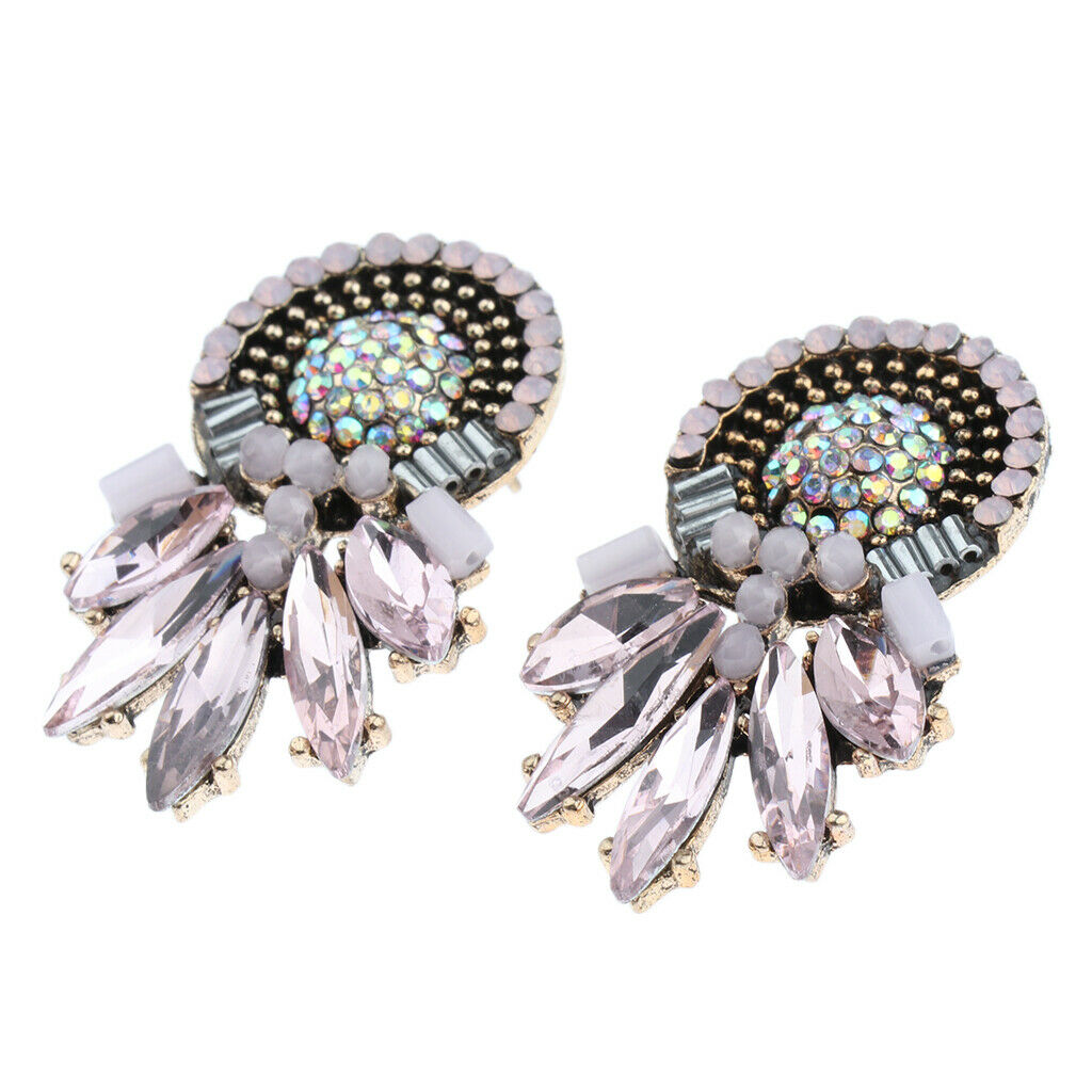 Boho Rhinestone Tassel Earrings Crystal Dangle Earrings Women Jewelry Pink