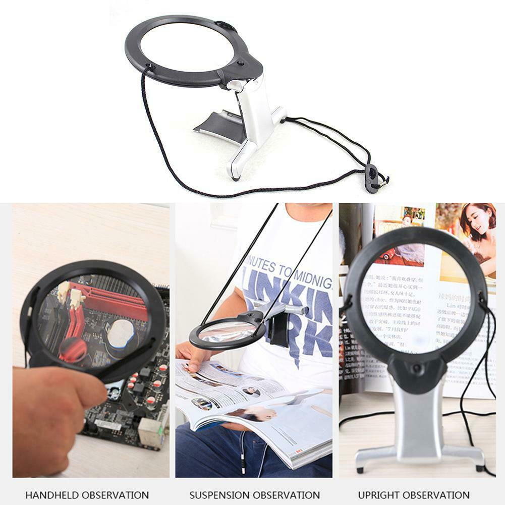 2 LED Loupe Lighted Reading Magnifier Neck Wear Sewing Magnifying Glass