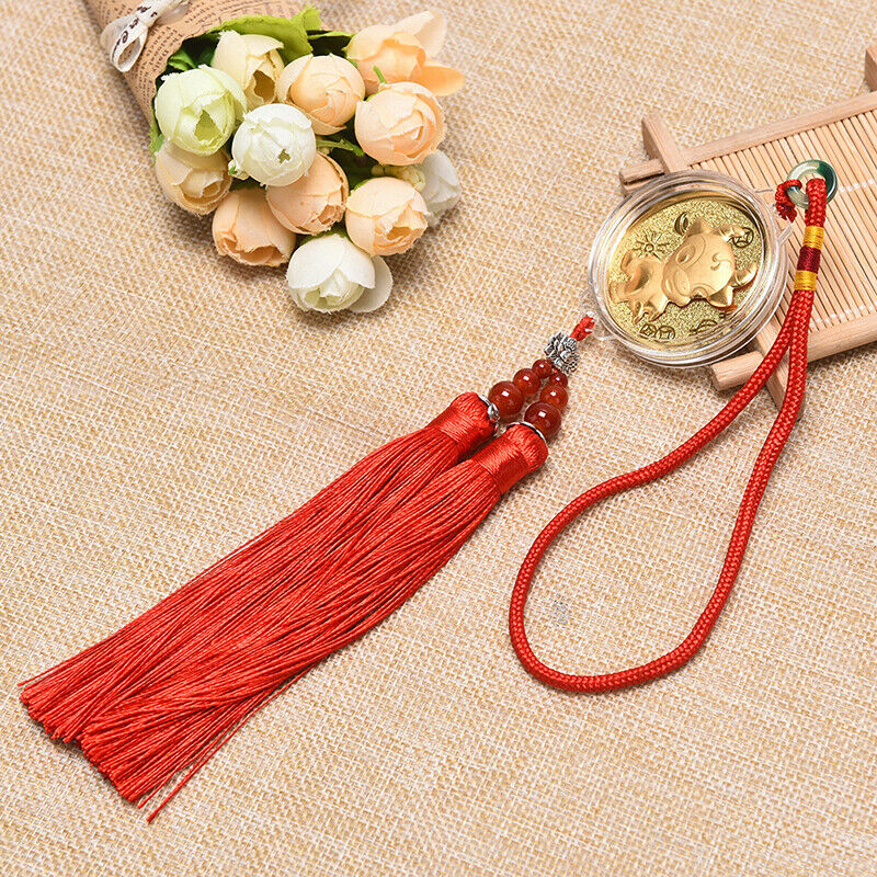 Lucky 2021 Year of Ox Coin Commemorative Souvenir Tassels Pendant Decorat.l8
