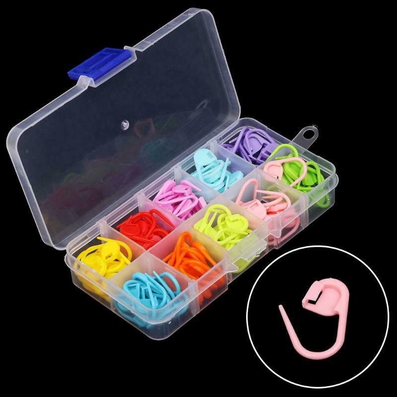 120Pcs Colorful Knitting Stitch Markers Crochet Locking Tool Craft Ring Holder