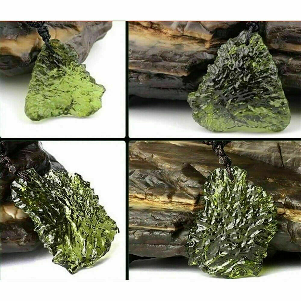 Natural Crystal Green Gem Moldavite Meteorite Glass Pendant Necklace Stone USA