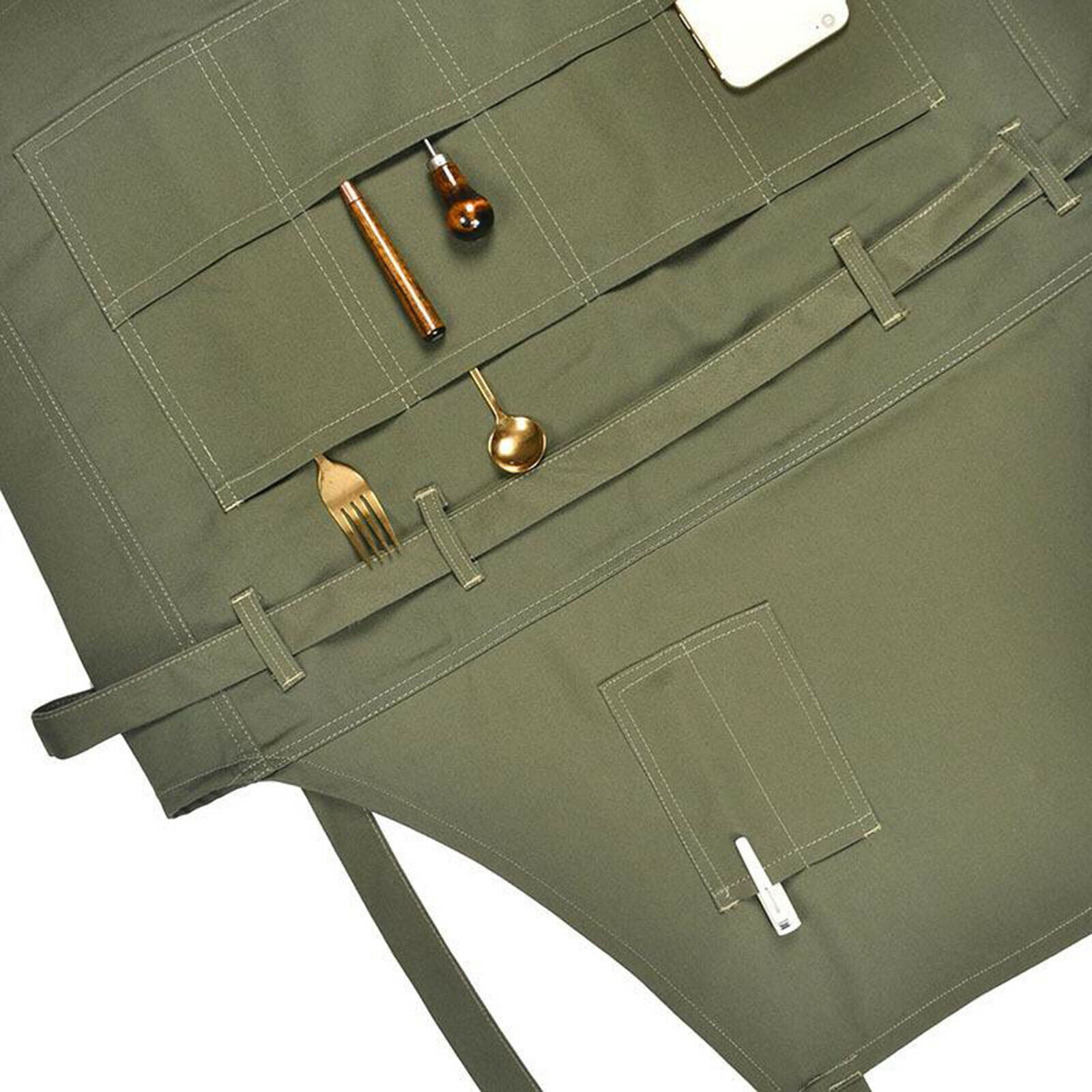 Canvas Bib Apron with Strap for Crafting Artist Teacher Chef Cook Painter