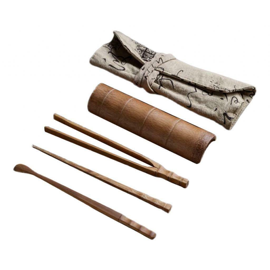 Tea Accessory Bamboo Tea Scoop Spoon Clip Tea Ceremony Utensil Set K- 5pcs