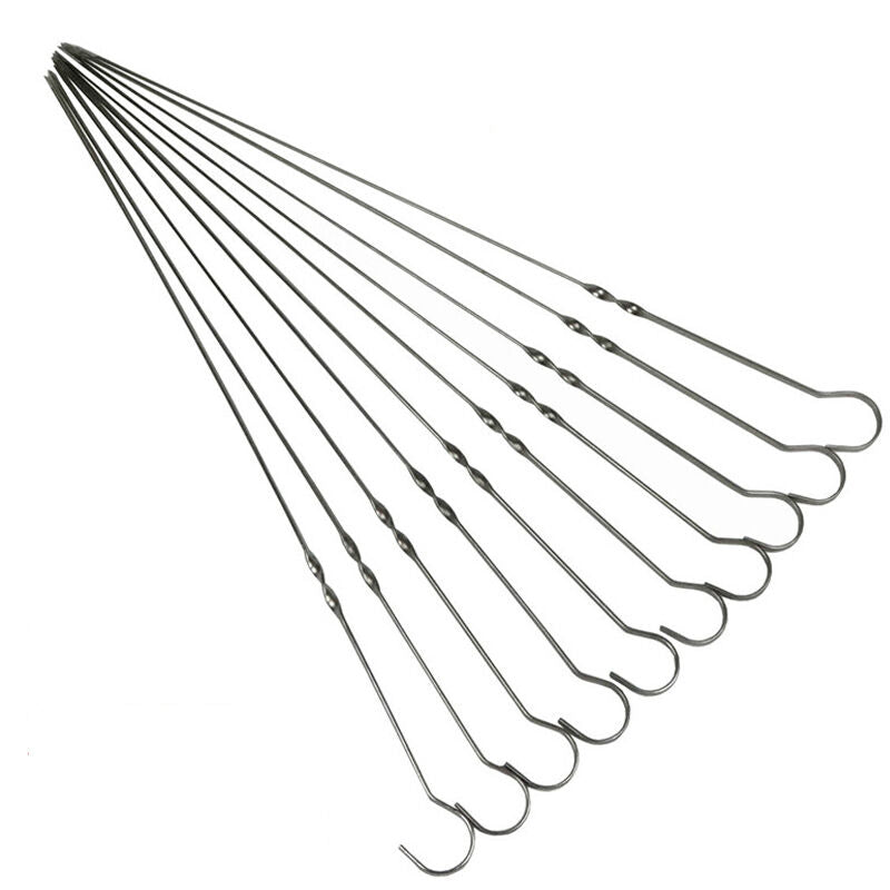 10X BBQ Barbecue Stainless Steel Grilling Kabob Kebab Flat Skewers Needle 38BDA