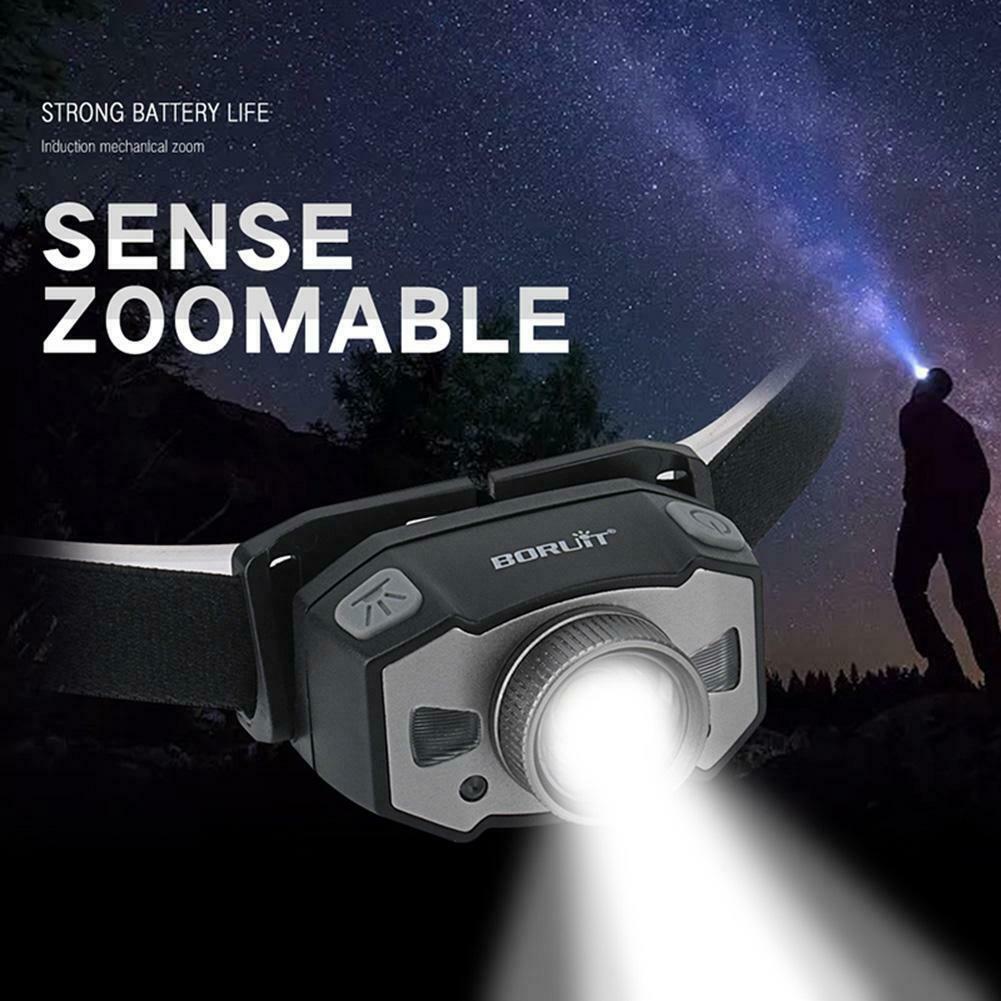 BORUiT LED Headlight XPG2 3030 210LM Zoomable Wave Sensor Headlamp Light