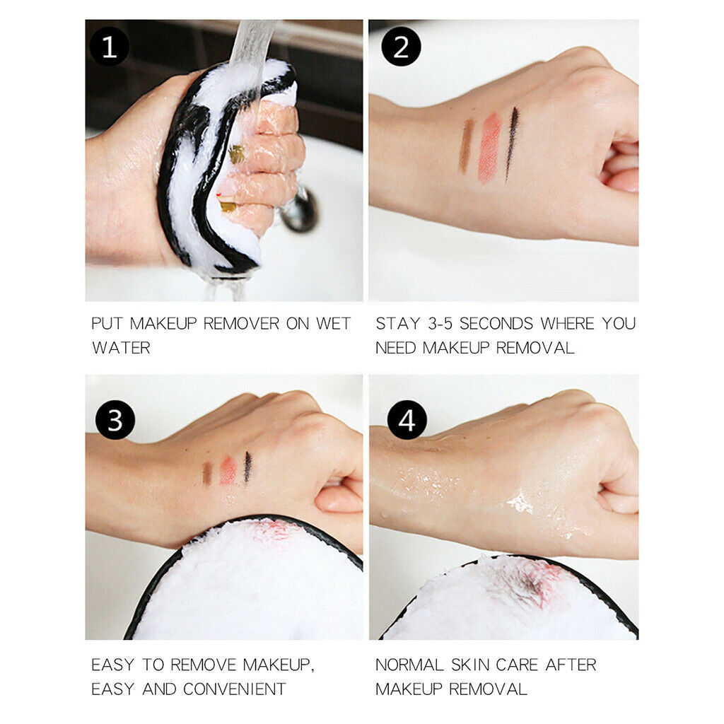 5 Pcs Reusable Make Up Remover Pads Soft Facial Cleansing Cloths Washable