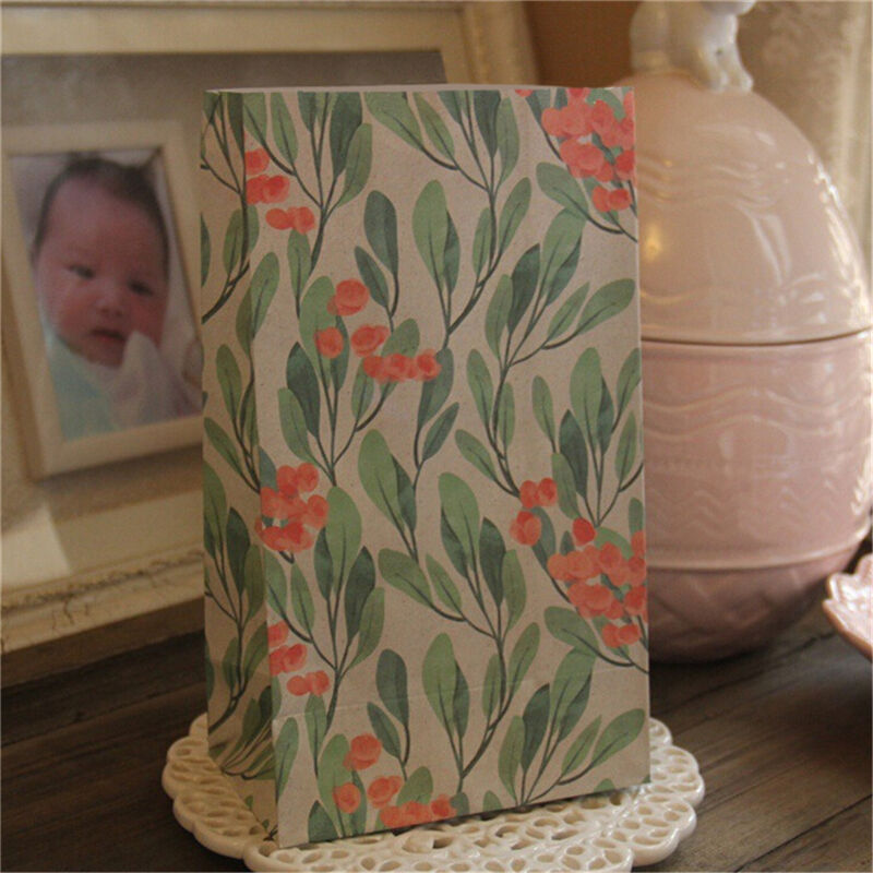 4pcs Flower Floral Paper Xmas Party Holiday Cookies Gift Bag Holder + Sti.l8