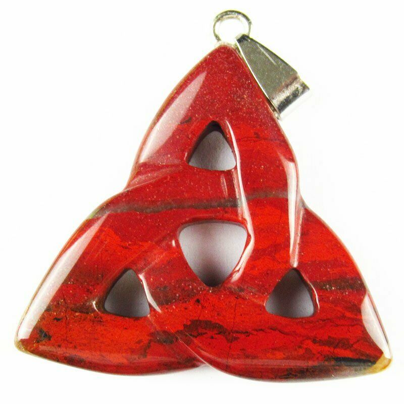 36x35x6mm Carved Natural Red Jasper Triangle Pendant Bead 1Pcs 8g A-385DP