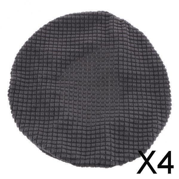 4X Stretchy Round Bar Stool Cover Chair Seat Cushion Fits 30-38cm Deep Grey