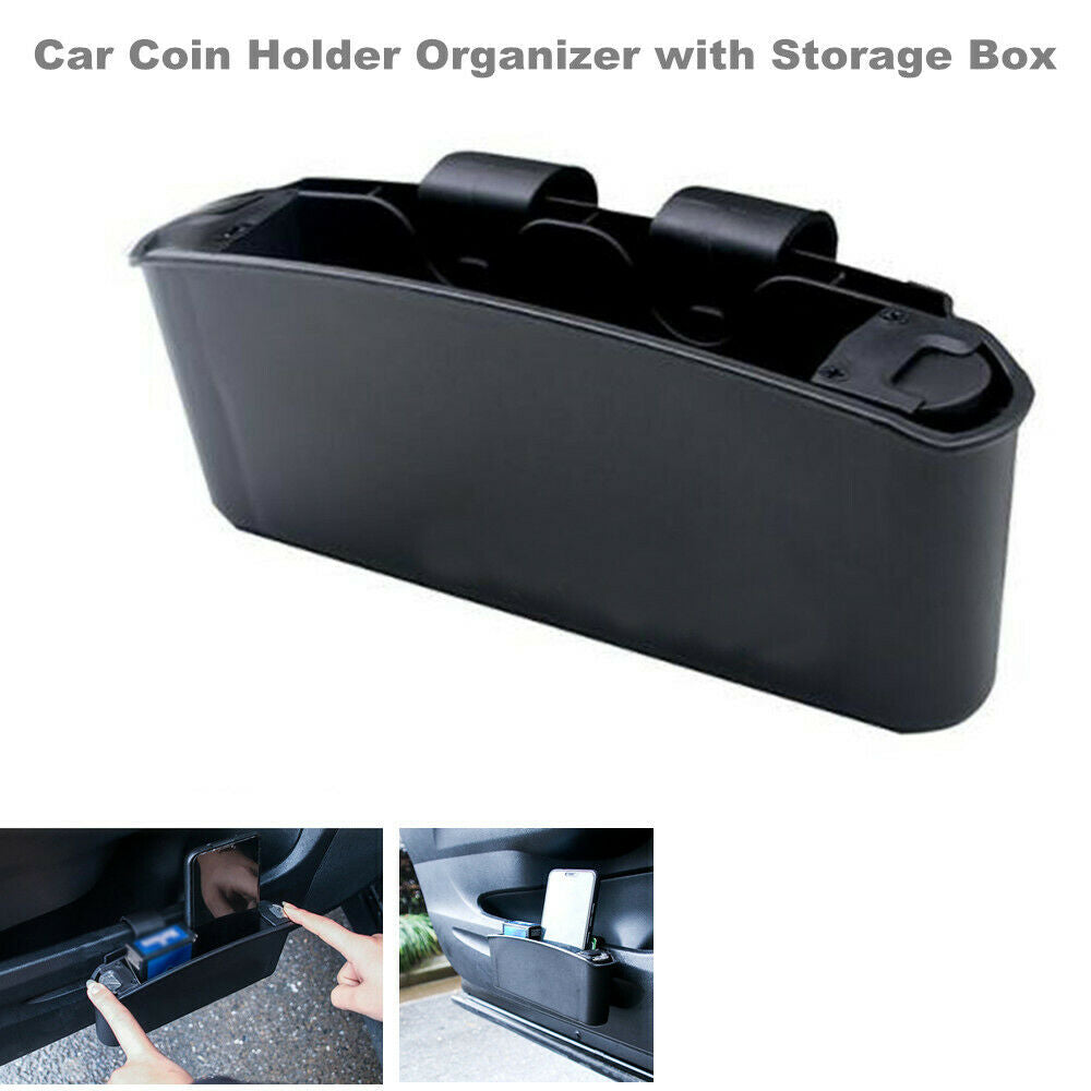 Car Door Pocket Front Door Side Coin Box Driver/Passenger Storage Tray Organizer