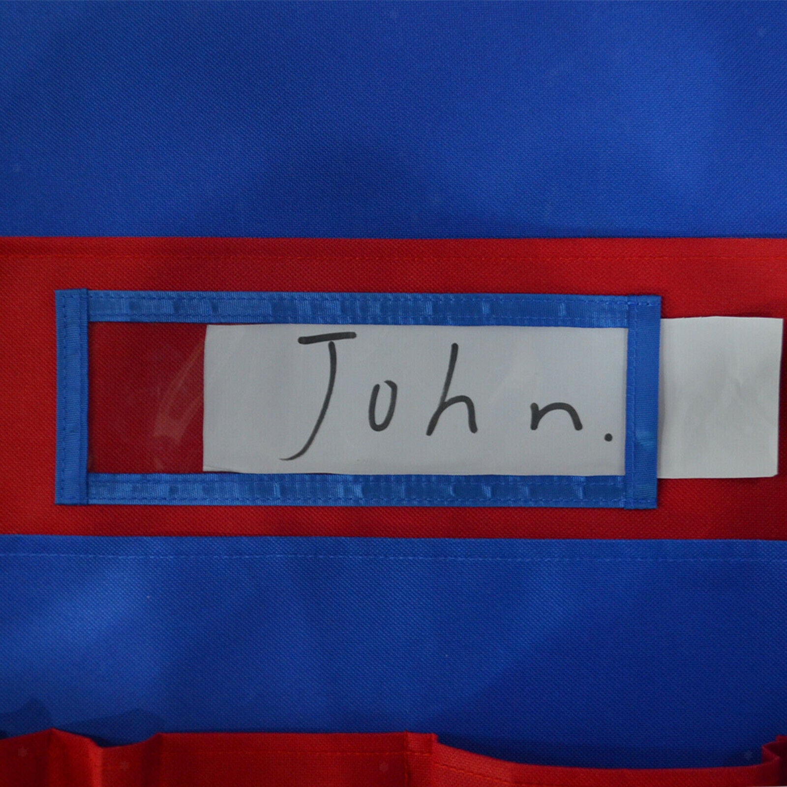 Chair Pocket Pouch with 6 Pockets with Label Slot for Books Papers Blue Red