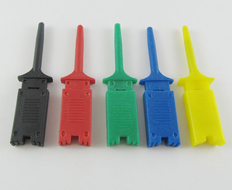 100 pcs 5 colors Grabbers Probes SMT IC Hook Test Clip Flat Small Size 49mm