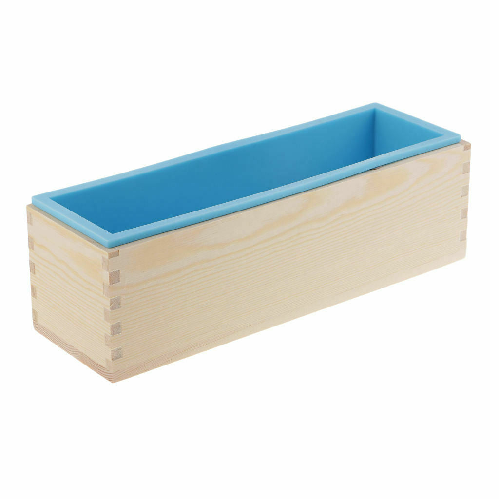 Wooden Soap Loaf Cutter Mold Set, 1Pcs Rectangle Silicone Mold (1.2KG) with Wood