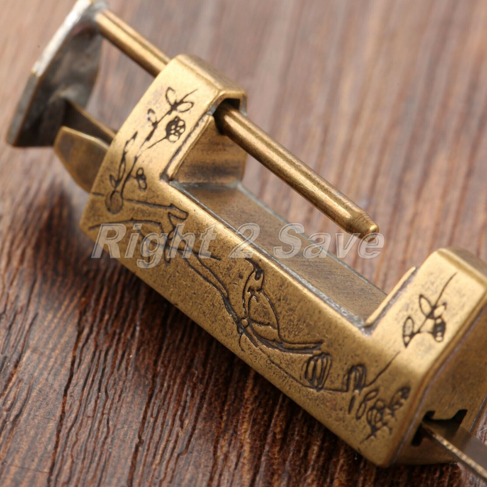 Unique Engraved Designs Jewelry Box Decorative Wood Chest Suitcase Padlock & Key