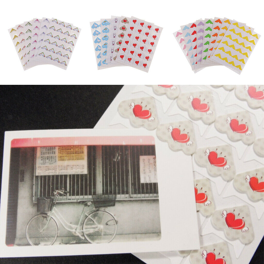 6 Sheets Photo Corners Self Adhesive for Scrapbook Picture Albums Mixed Color