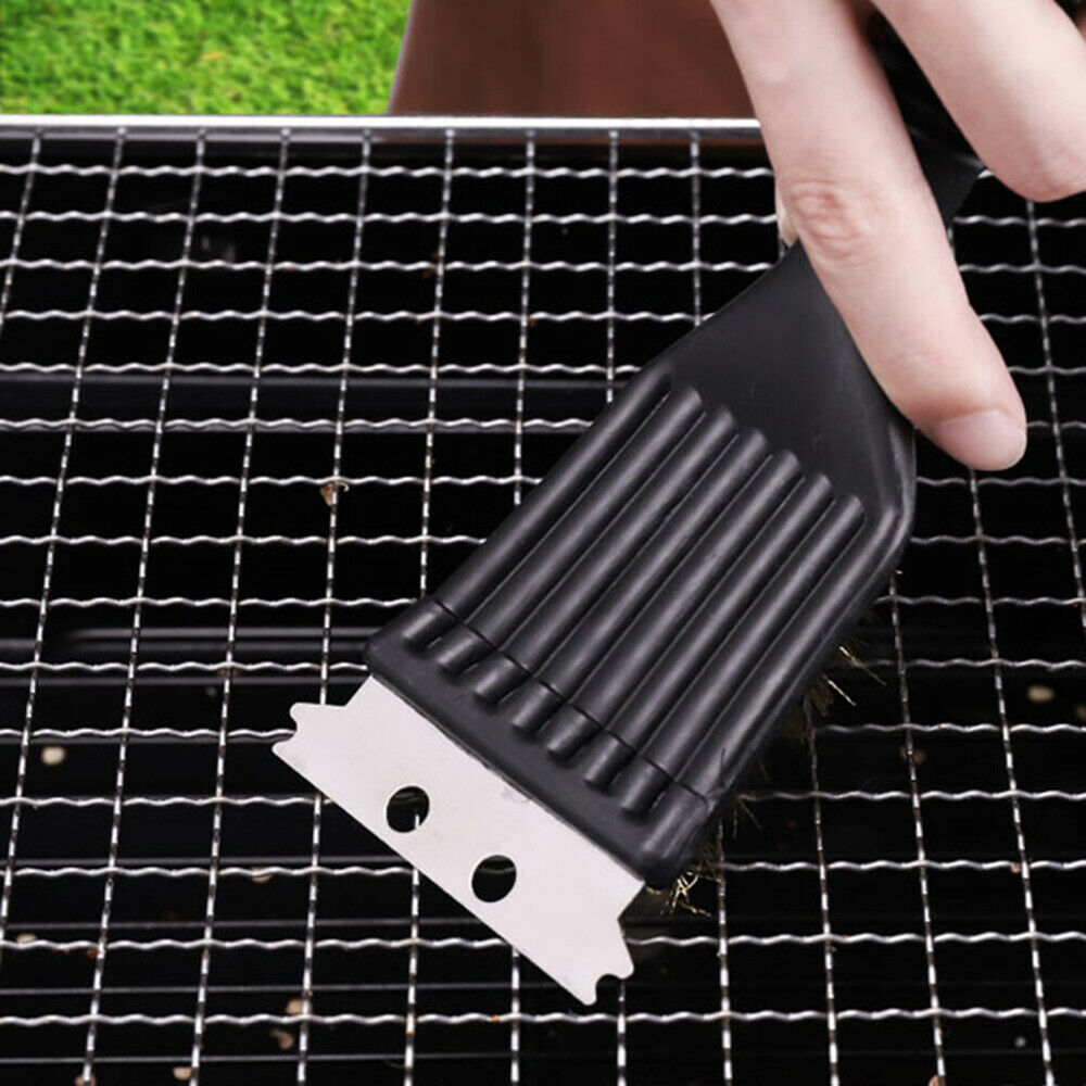 Stainless Steel Wire  Brush With Scraper Filler BBQ Grill Oven Racks Clean Tools