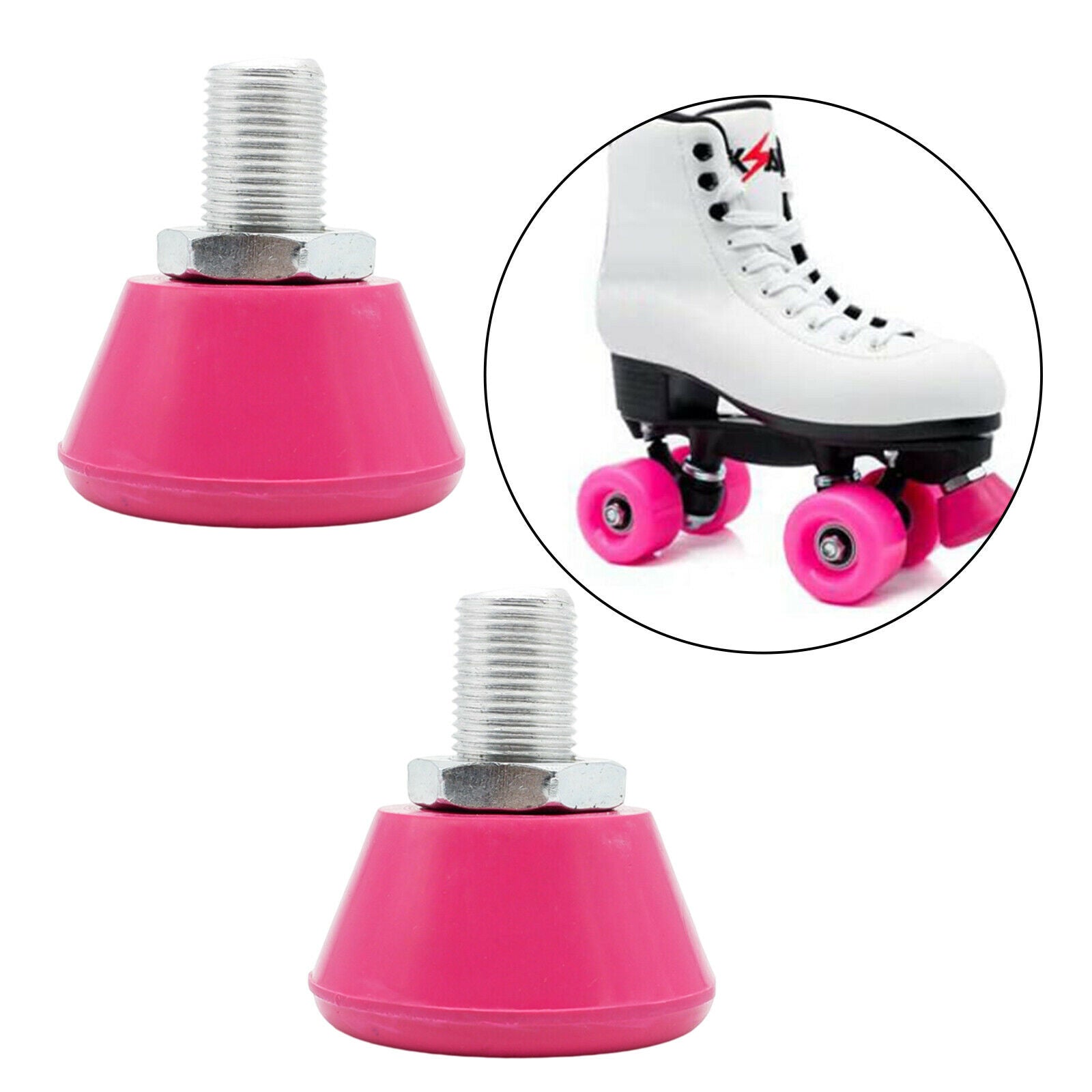 2x PU Skates Top Stopper 82A Skate Brake Block Pad Blocker Practice Rose Red